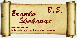 Branko Skakavac vizit kartica